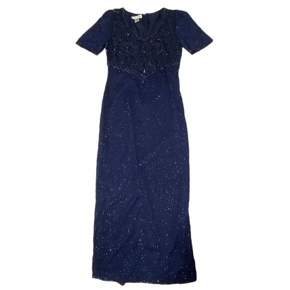 LAURENCE Kazar Blue Beaded Silk Maxi Dress Medium - Picture 10 of 12